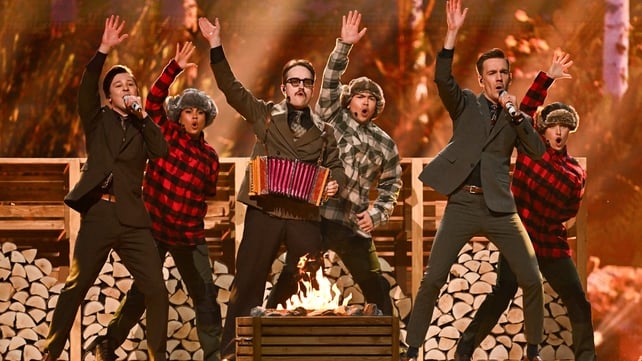That's how you do it. Sweden's KAJ brought the heat with their steamy sauna tribute track Bara Bada Bastu.
