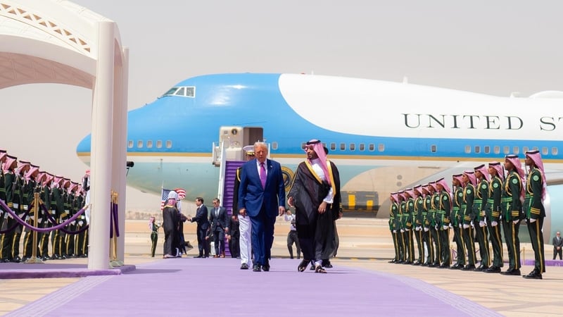 Donald Trump was welcomed by Saudi Crown Prince Mohammed bin Salman Al Saud upon his arrival in Riyadh (Pic: Bandar al-Jaloud/Saudi Royal Court)