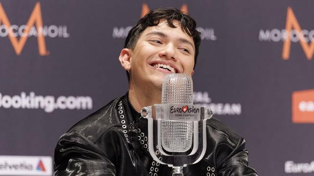 Austria's JJ pictired speaking to press after he wins the Eurovision Song Contest 2025 in Basel, Switzerland.