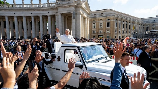 Pope Leo XIV greeted crowds in St Peter's Square