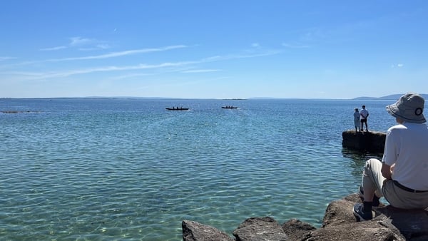 Rowers in action off the Galway coast