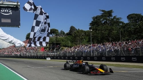 Max Verstappen claimed a fourth successive win at Imola