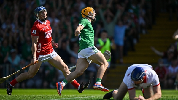 Adam English celebrates after scoring Limerick's second goal