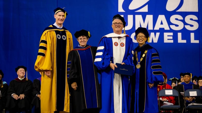 Professor John O'Halloran received the honorary degree in recognition of what was described as his 'outstanding leadership in advancing sustainability in higher education'