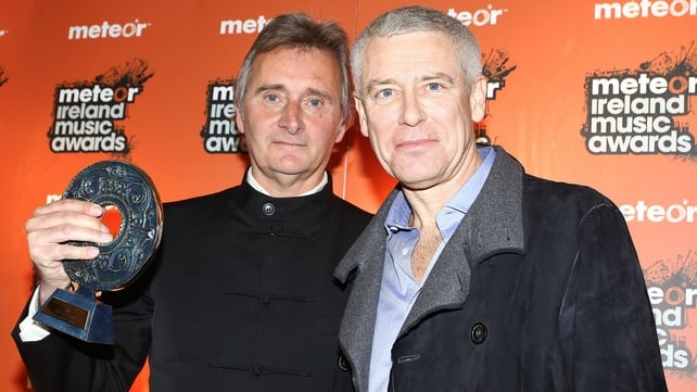 Lord Henry Mount Charles (left) and Adam Clayton at the Meteor Ireland Music Awards, 2010. Photo by Phillip Massey/WireImage.