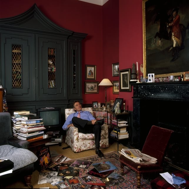 Lord Henry Mount Charles pictured in his study at home at Beau Parc, County Meath, 2004. RTÉ Photographic Archive.
