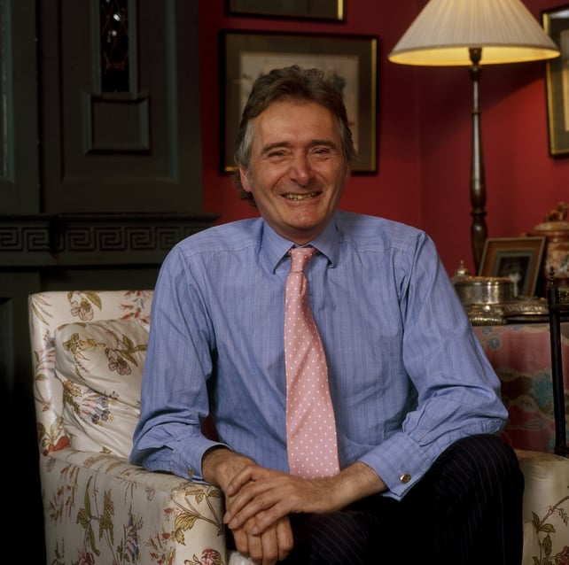 Lord Henry Mount Charles pictured in his study at Beau Parc, County Meath, in 2004. RTÉ Photographic Archive.