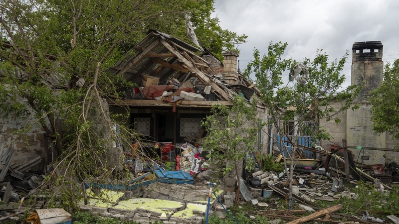 Destruction after Russian shelling on the private sector in Kramatorsk, Donetsk