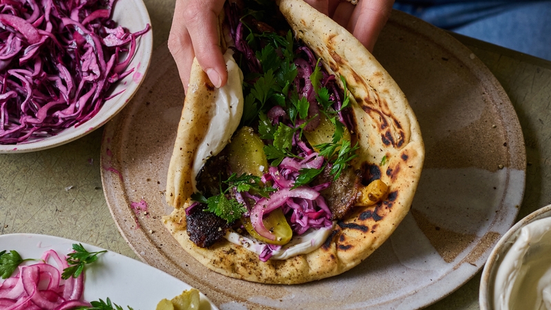 Natalia Rudin's shawarma mushroom flatbreads (Issy Croker/PA)