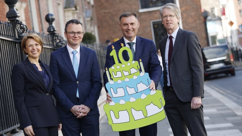 Vodafone Ireland CEO Sabrina Casalta, Minister for Arts, Culture, Communications, Media and Sport Patrick O'Donovan, SIRO CEO John Keaney and ESB Group CEO Paddy Hayes