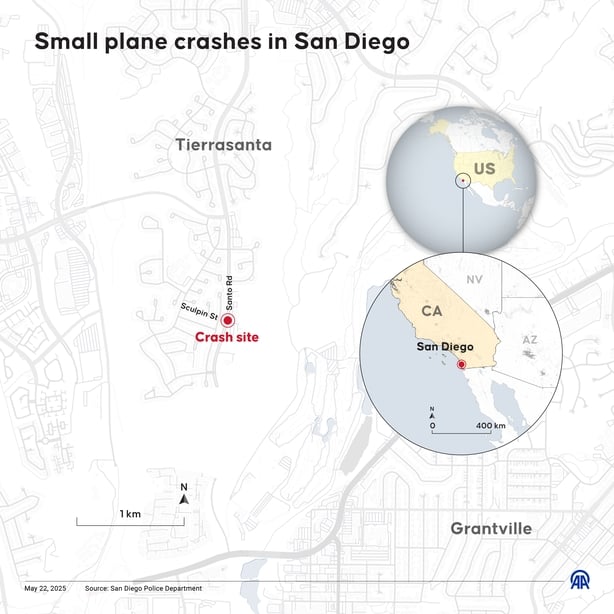 Map of site of crash