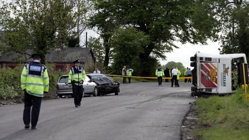 The school bus carrying 51 pupils overturned while rounding a bend on the Navan to Kentstown Road, killing five young girls (Pic: RollingNews.ie)