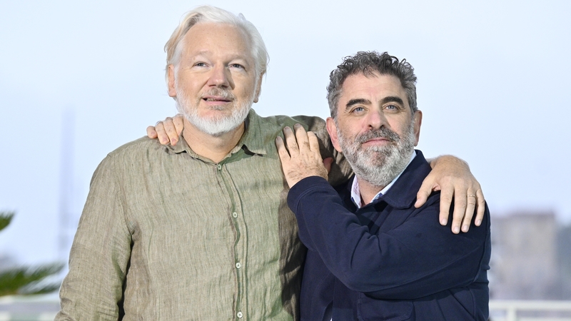 (L-R) WikiLeaks founder Julian Assange and director Eugene Jarecki at the Cannes Film Festival earlier this week