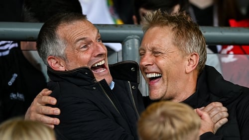 Jim Crawford says he's enjoying the rapport that has been built up with Ireland senior manager Heimir Hallgrimsson (r)