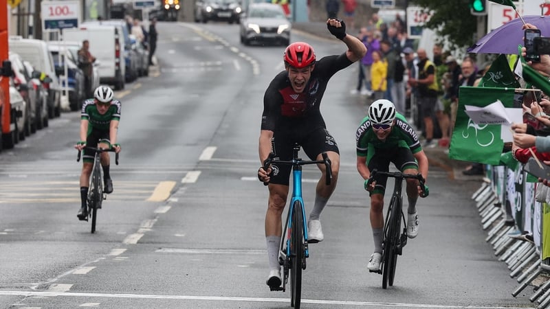 George Kimber takes victory in Stage 4 at Mountrath (Photo: Lorraine O'Sullivan)