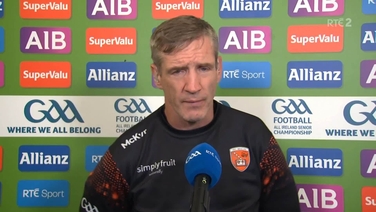 Kieran McGeeney reacts to Armagh's win over Derry
