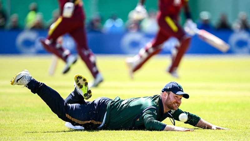 Ireland's Paul Stirling attempts to fields the ball during match three