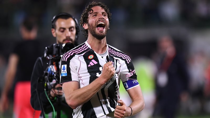 Manuel Locatelli celebrates after playing a big role in Juventus finishing in the top four