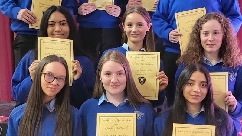 Some of this year's Leaving Cert class at Cross and Passion College, Kilcullen, Co Kildare
