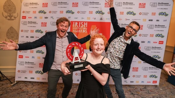 Turnip + Duck's Colm Tobin and Aidan O'Donovan with Maddie + Triggs' star Bonnie O'Meara. Photo: Aengus McMahon