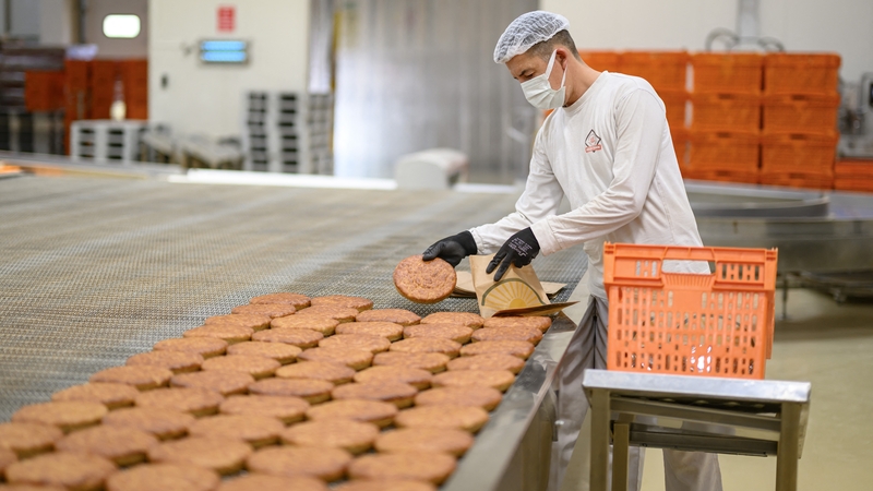 A worker prepares Kulluoba bread in Eskisehir province in central Turkey
