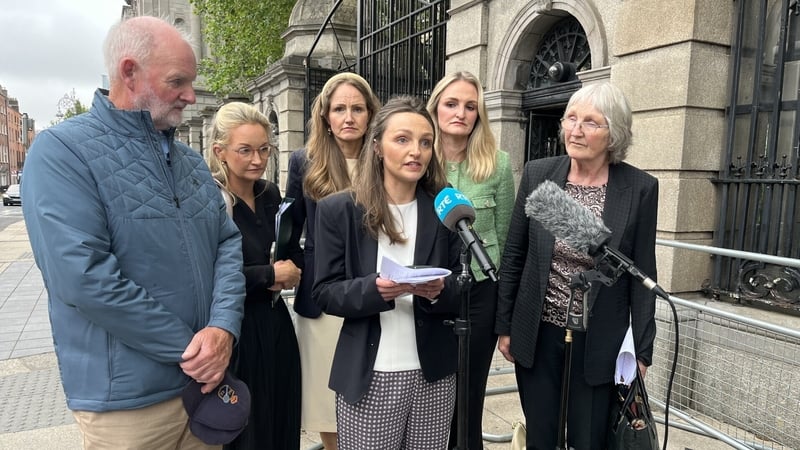 The O'Farrell family addressing the media outside the Dáil on Tuesday