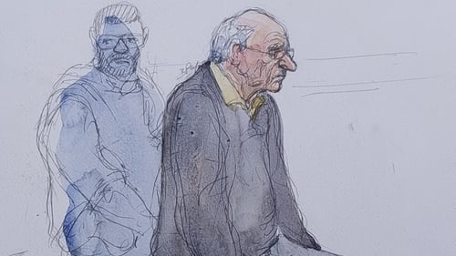 A court sketch shows Joel Le Scouarnec in court where he was given the maximum 20-year jail term for sexually abusing hundreds of patients