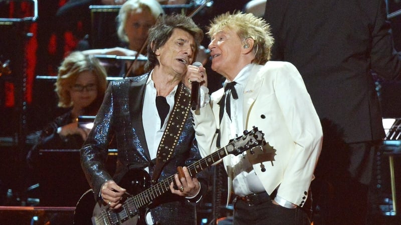 Ronnie Wood and Rod Stewart (pictured at London's O2 Arena in February 2020) will take to the stage at Glastonbury on Sunday 29 June