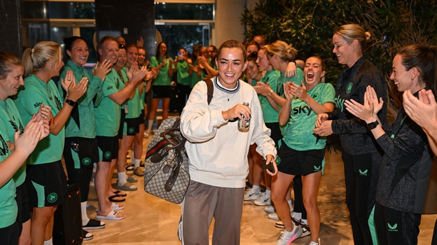 Republic of Ireland and Arsenal's Katie McCabe arrives at their team hotel in Istanbul, following Arsenal's UEFA Women's Champions League Final victory, ahead of her side's UEFA Women's Nations League League B match against Türkiye on Friday.