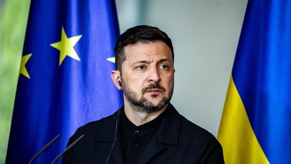 Ukrainian President Volodymyr Zelensky is pictured during a press conference with German Chancellor Friedrich Merz (not in the picture) in Berlin, Germany, on May 28, 2025. (Photo by Emmanuele Contini/NurPhoto via Getty Images)