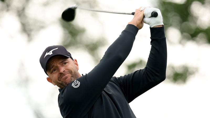 Marcel Schneider tees off on the eighth hole