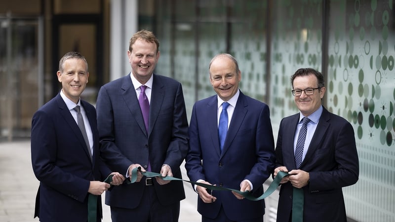 (L-R) Dale Sunderland, Data Protection Commissioner, Minister for Justice Jim O'Callaghan, Taoiseach Micheál Martin and Data Protection Commissioner Dr Des Hogan