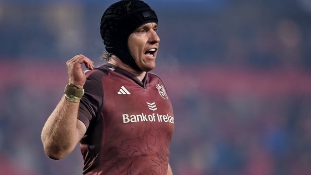 11 January 2025; Rory Scannell of Munster during the Investec Champions Cup Pool 3 match between Munster and Saracens at Thomond Park in Limerick. Photo by David Fitzgerald/Sportsfile
