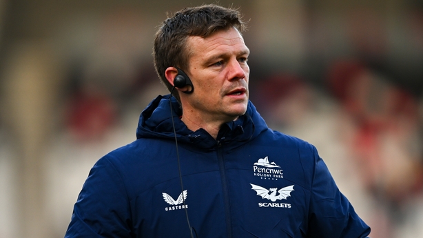 1 March 2025; Scarlets head coach Dwayne Peel before the United Rugby Championship match between Ulster and Scarlets at the Kingspan Stadium in Belfast. Photo by Shauna Clinton/Sportsfile