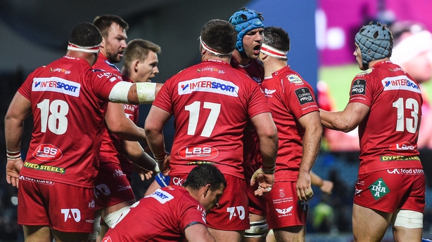 19 May 2017; Tadhg Beirne of Scarlets celebrates a late penalty during the Guinness PRO12 Semi-Final match between Leinster and Scarlets at the RDS Arena in Dublin. Photo by Ramsey Cardy/Sportsfile