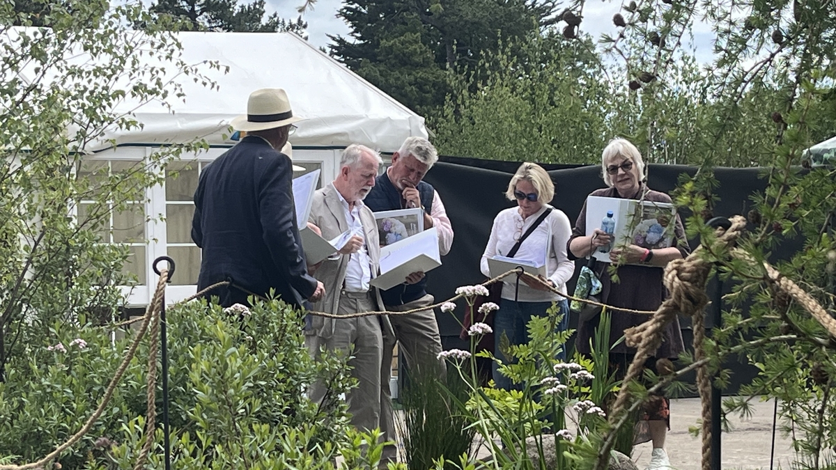 Judging show gardens at Bloom