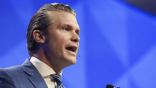 Pete Hegseth speaking at the Shangri-La Dialogue attended by defence officials from around the world