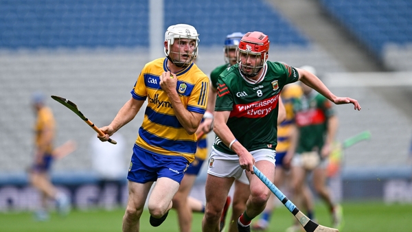Cian Murray of Roscommon (L) in action against Danny Huane of Mayo