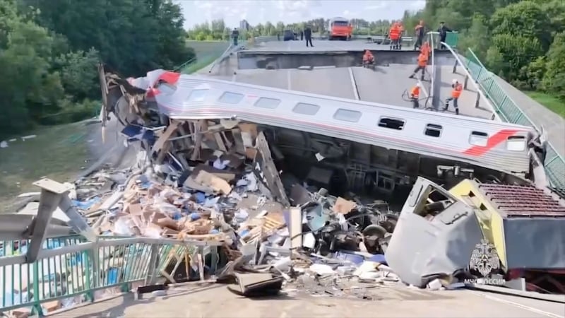 Authorities did not say who was behind the explosions, but investigators said a criminal inquiry was under way (Image: Russian Ministry of Emergency Situations)