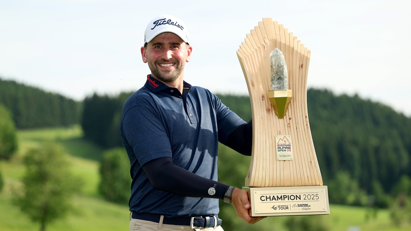 Nicolai Von Dellingshausen poses with the Austrian Alpine Open trophy