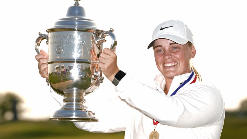 Maja Stark poses with the Harton S. Semple Trophy