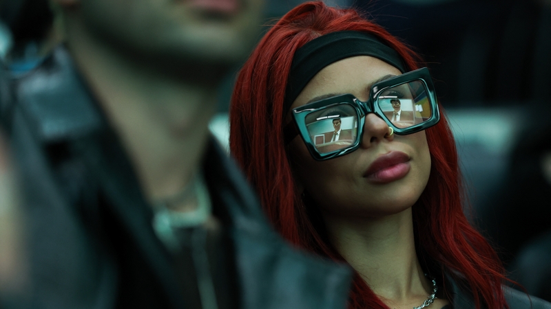 An attendee watches the first shared reality screening of the movie The Matrix on an immersive dome screen inside Cosm Los Angeles at Hollywood Park in Inglewood, California last month