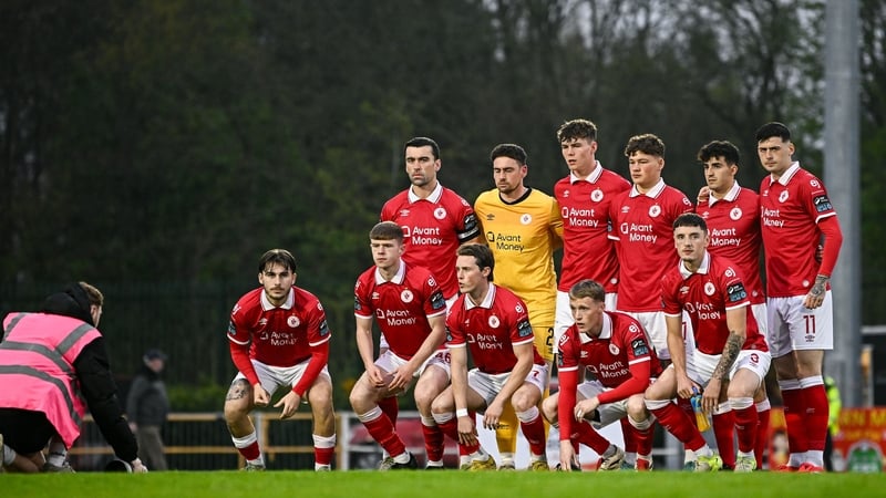 Sligo Rovers' players pictured before their 4-0 win at ten-man Waterford in April - one of just three wins so far this season