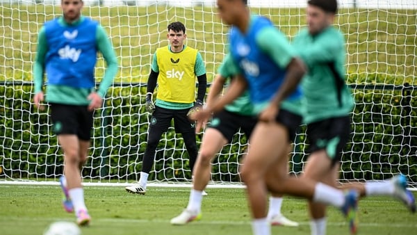 2 June 2025; Goalkeeper Max O'Leary during a Republic of Ireland training session at the FAI National Training Centre in Abbotstown, Dublin. Photo by Seb Daly/Sportsfile