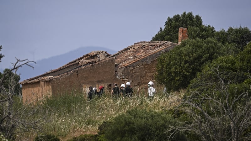 Investigators at the search area in Atalaia, Lagos, in the Algarve today