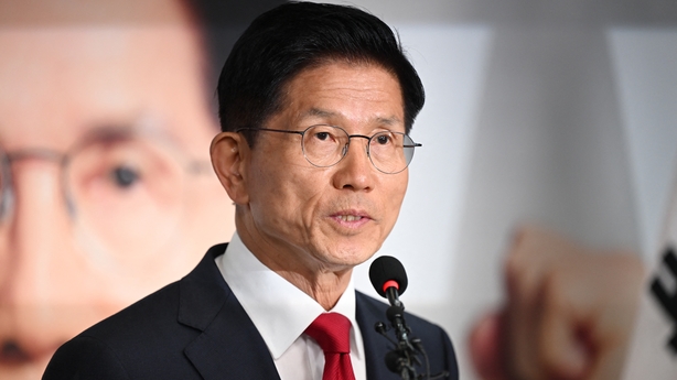 Kim Moon-soo, the presidential candidate for South Korea's conservative People Power Party, addresses a speech at the party's headquarters after the presidential election in Seoul on June 4, 2025. (Photo by JUNG Yeon-je / AFP)