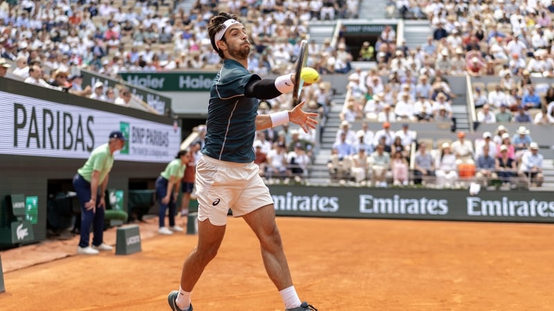 Lorenzo Musetti booted the ball in frustration and it hit a female line judge