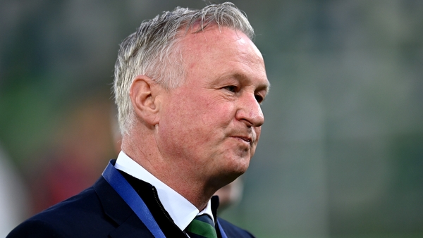 BELFAST, NORTHERN IRELAND - MARCH 21: Michael O'Neill, Head Coach of Northern Ireland, looks on prior to the International Friendly match between Northern Ireland and Switzerland at National Football Stadium, Windsor Park, on March 21, 2025 in Belfast, No