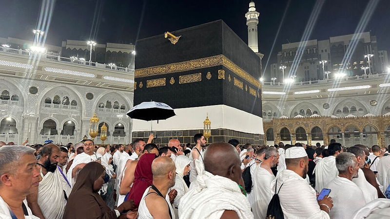 Pilgrims will perform the tawaf - walking seven times around the Kaaba