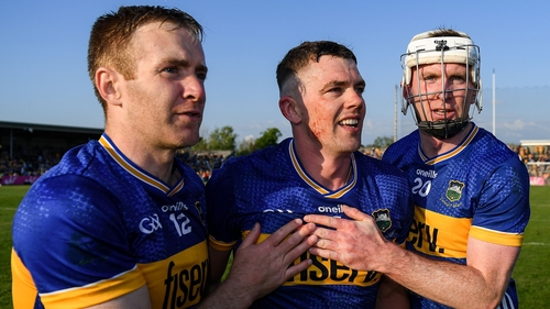 Tipperary players, from left, Noel McGrath, Ronan Maher and Seamus Kennedy after the Munster championship win against Clare